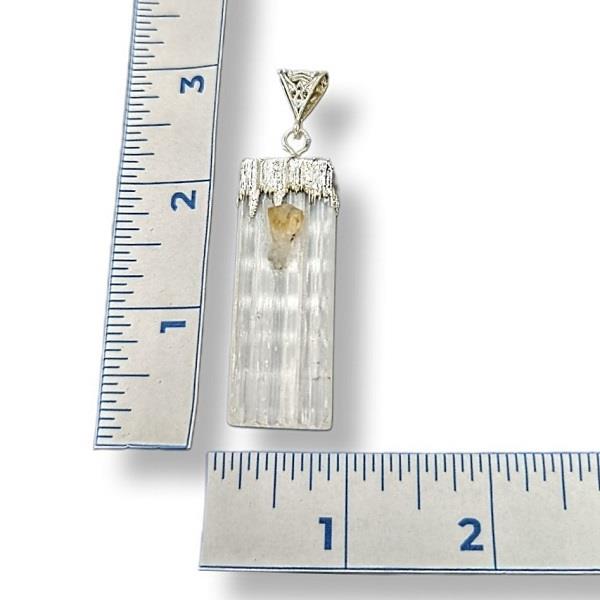 Pendant Selenite Raw Citrine Cap