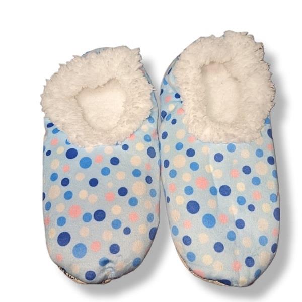 Snoozies Womens Blue/Pink Dots Medium