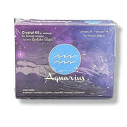 Aquarius crystal kit packaging with zodiac symbol on a white background