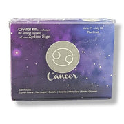 Crystal kit packaging for Cancer zodiac sign on white background