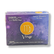 Crystal kit packaging for Virgo zodiac sign on a white background
