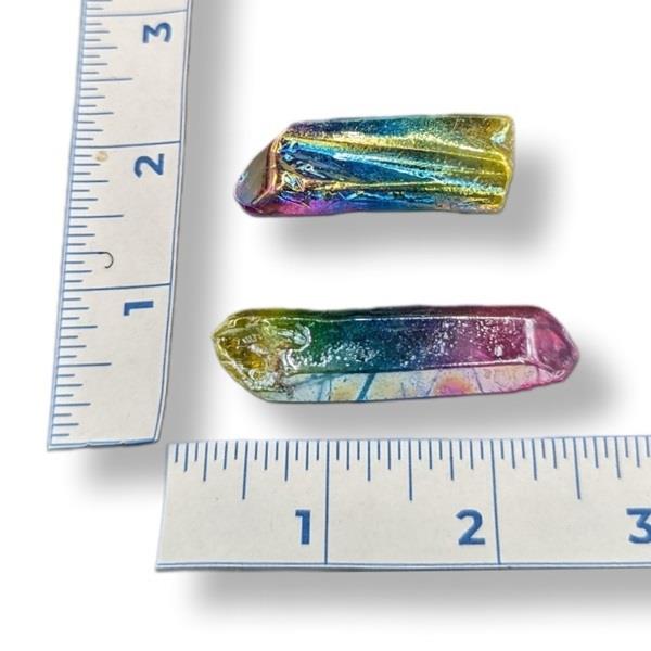 Tri Colour Aura Quartz Point 14g Approximate