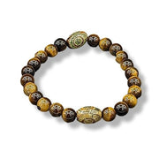 Bracelet with multicolored beads on a white background