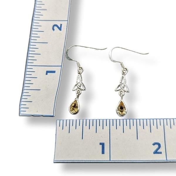 Earrings Citrine Triquetra Sterling Silver