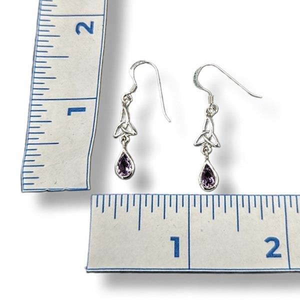 Earrings Amethyst Triquetra Sterling Silver