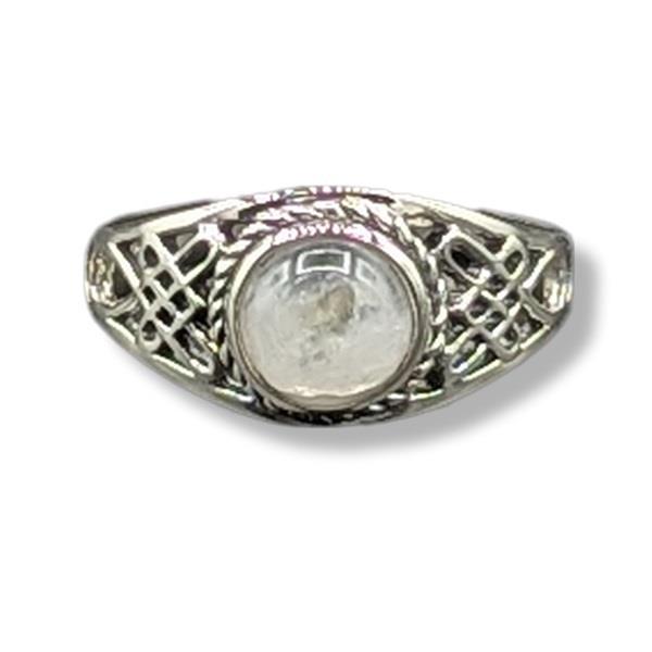 Ring Rainbow Moonstone Celtic Sterling Silver