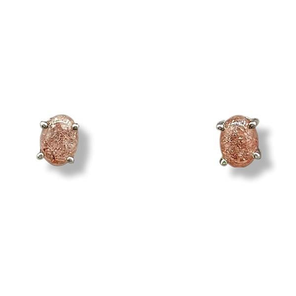 Earrings Red Aventurine Sterling Silver Stud
