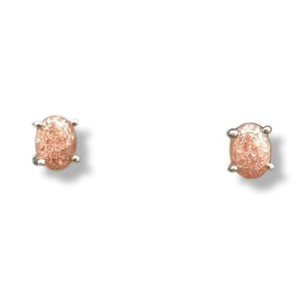 Earrings Red Aventurine Sterling Silver Stud