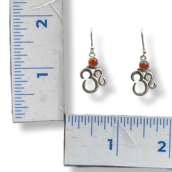 Earrings Carnelian Om Sterling Silver