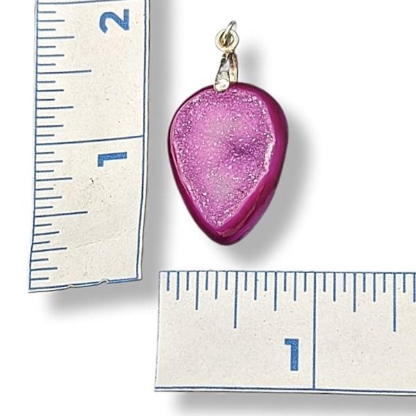 Pendant Druzy Quartz Pink Dyed