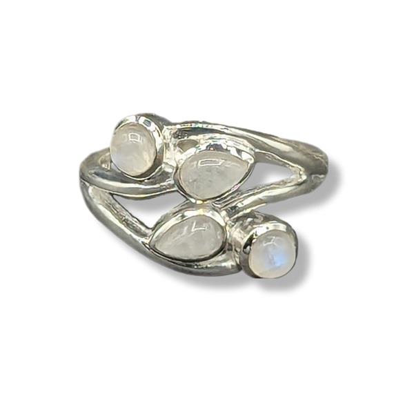 Ring Rainbow Moonstone Sterling Size 9