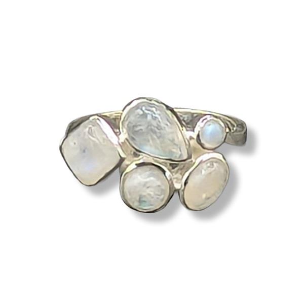 Ring Rainbow Moonstone Sterling Size 7