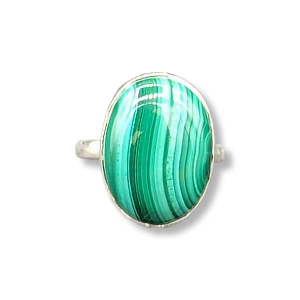 Ring Malachite Sterling Silver Size 8