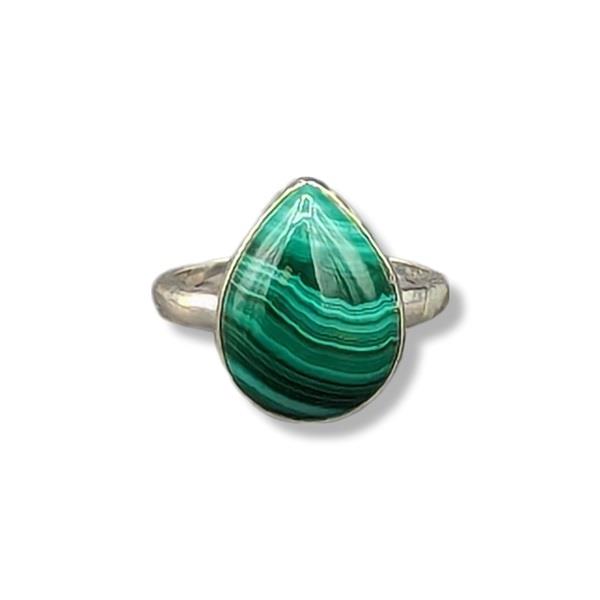 Ring Malachite Sterling Silver Size 7