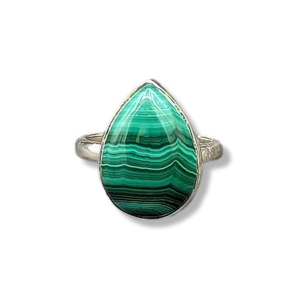 Ring Malachite Sterling Silver Size 7