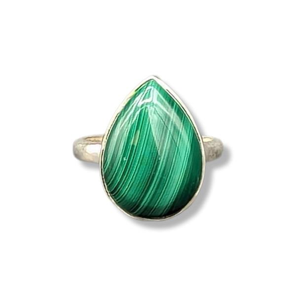 Ring Malachite Sterling Silver Size 6