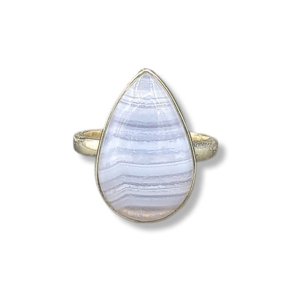 Ring Blue Lace Agate Sterling Silve Size 6