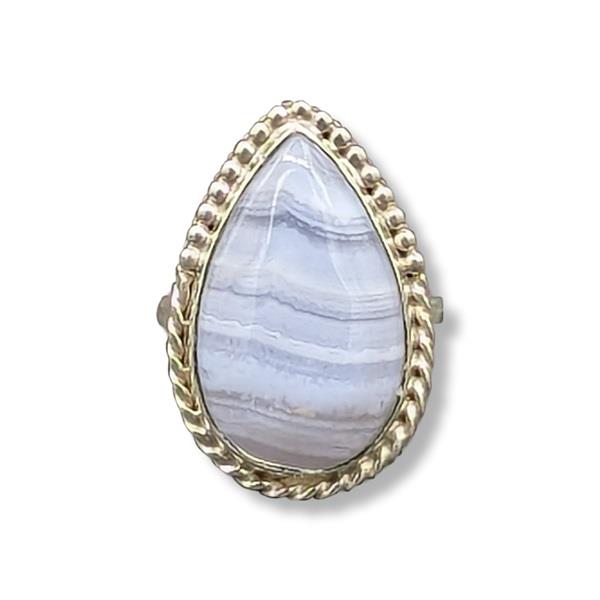 Ring Blue Lace Agate Sterling Silve Size 7