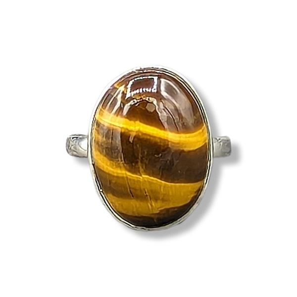 Ring Tiger's Eye Sterling Silver Size 8