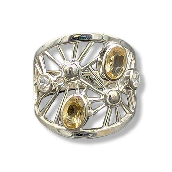 Ring Citrine Sterling Silver Size 7