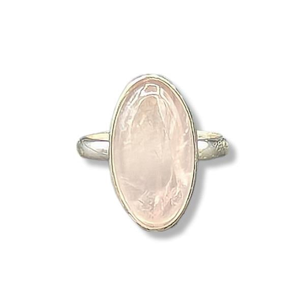 Ring Rose Quartz Sterling Silver Size 8