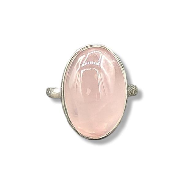 Ring Rose Quartz Sterling Silver Size 9