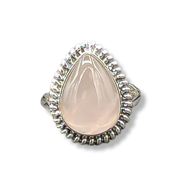 Ring Rose Quartz Sterling Silver Size 8