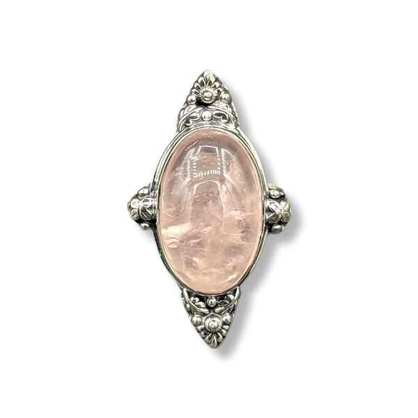 Ring Rose Quartz Sterling Silver Size 11