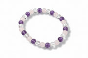 Multicolored beaded bracelet on a white background