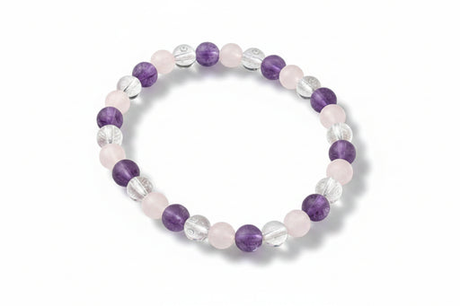 Multicolored beaded bracelet on a white background