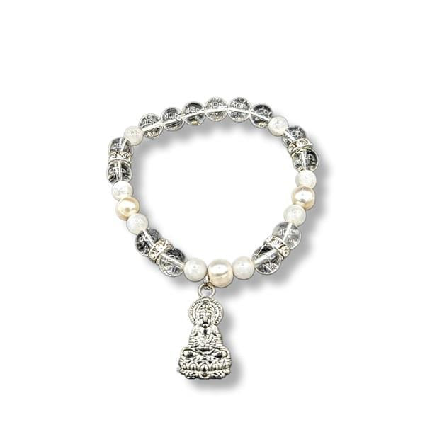 8mm Bracelet Quartz Moonstone Pearl Buddha