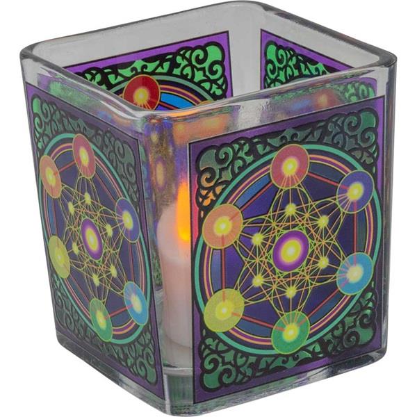 Glass Square Candle Holder Metatron Chakra