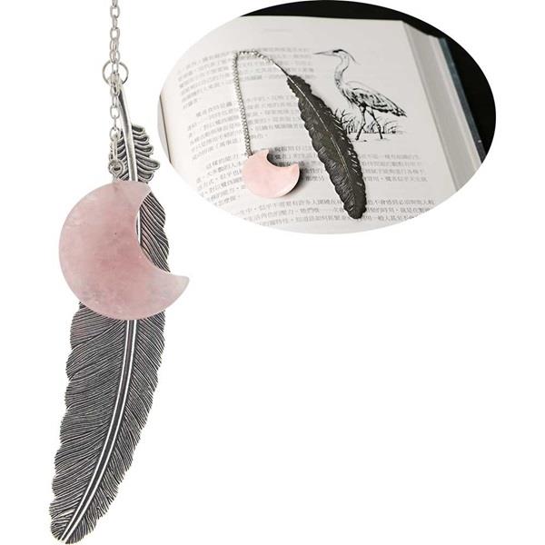 Bookmark Feather with Rose Quartz