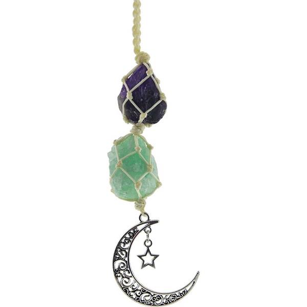 Hanging Crystal Amethyst Aventurine Moon