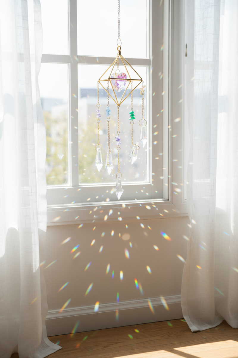 Hanging Crystal Octahedron Heart
