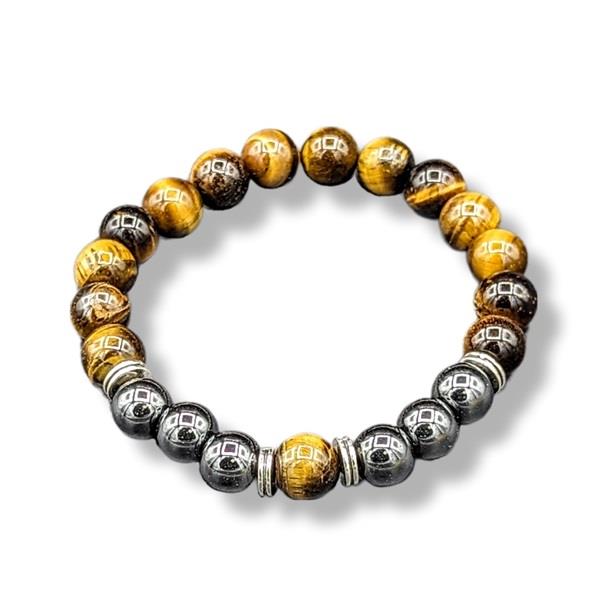 10mm Tiger's Eye & Hematite Bracelet Mens