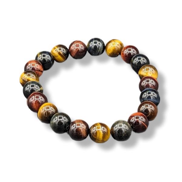 10mm Bracelet Tri-Colour Tiger's Eye Mens