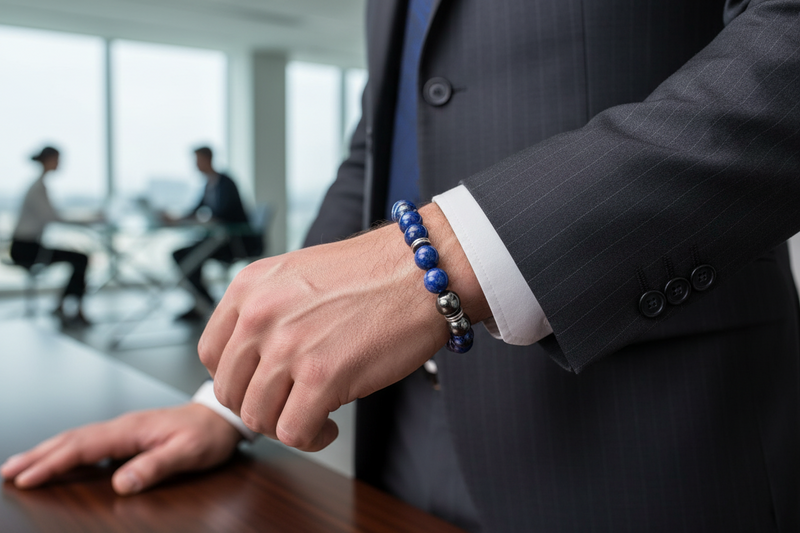 10mm Bracelet Lapis Lazuli Hematite Mens