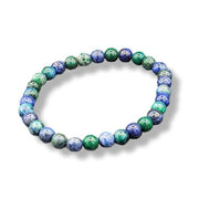 Multicolored beaded bracelet on a white background