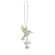 Hummingbird-shaped pendant with chain on a white background