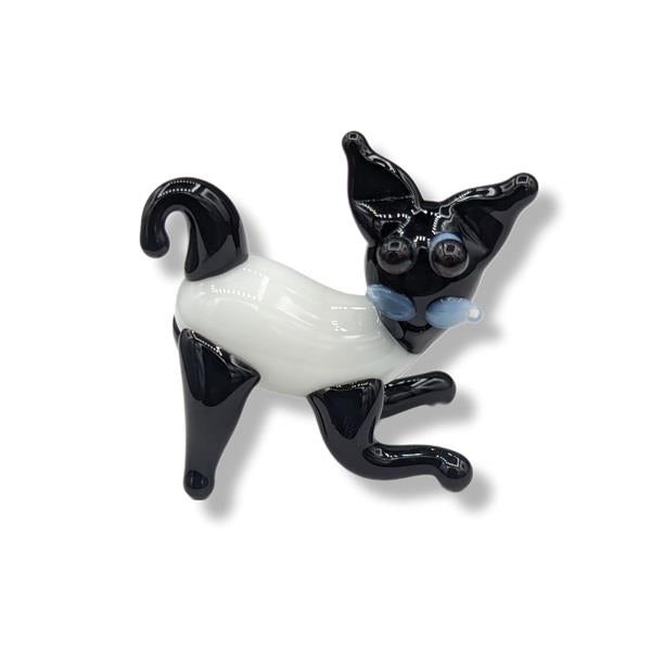 Mini Glass Animal Black & White Cat