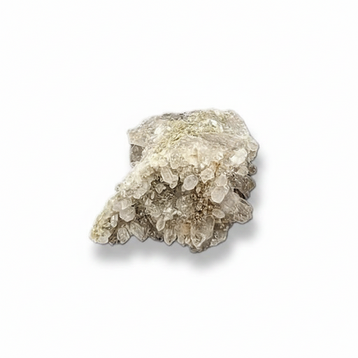 A smokey quartz cluster on a white background