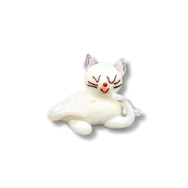 Mini Glass Animal White Cat