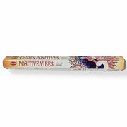 Box of HEM Positive Vibes incense sticks on a white background