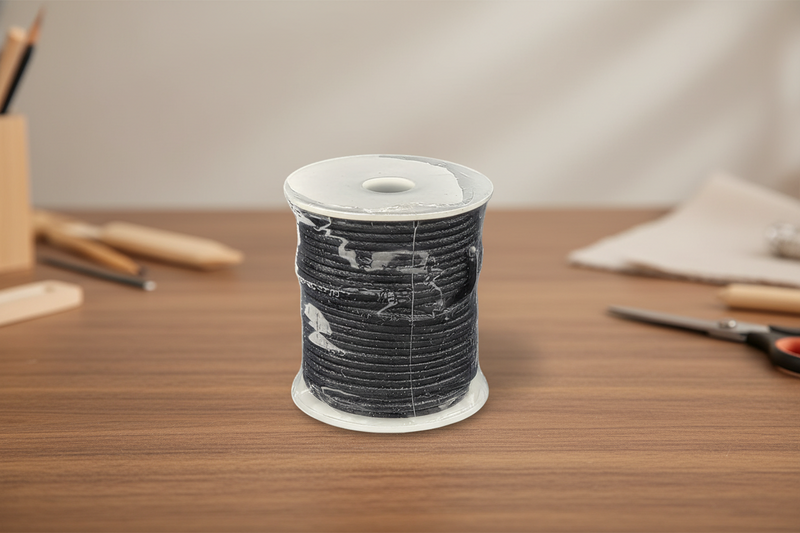 2mm Waxed Cord Black Spool 25 meters