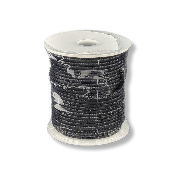 2mm Waxed Cord Black Spool 25 meters