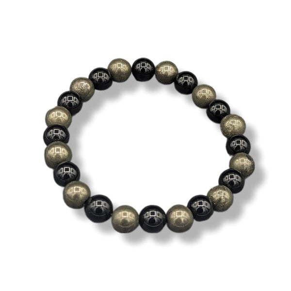 8mm Bracelet Pyrite and Onyx