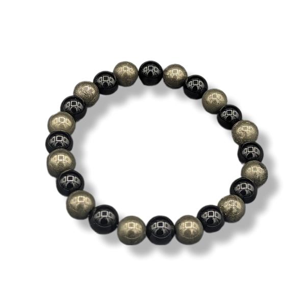 8mm Bracelet Pyrite and Agate