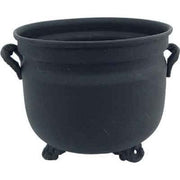 Black cauldron with handles and feet on a white background