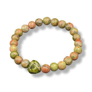 Multicolored beaded bracelet on a white background